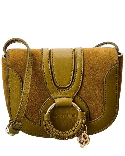 See By Chloé Green Hana Mini Leather & Suede Crossbody