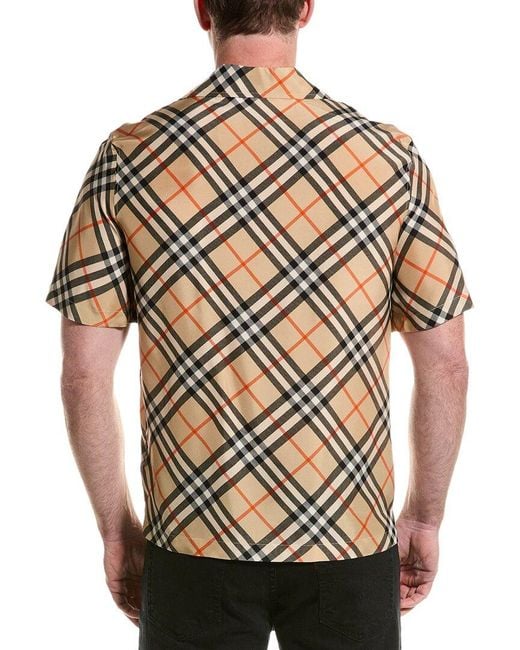 Burberry Brown Check Oversized Silk Shirt for men