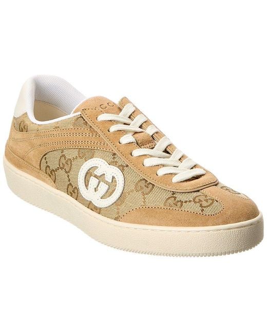 Gucci Natural G75 Gg Canvas & Suede Sneaker