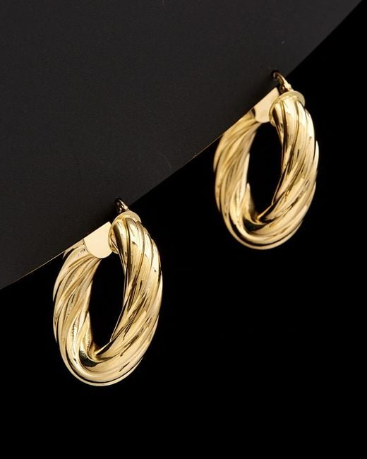 Italian Gold Black 14k Twist Bold Hoops