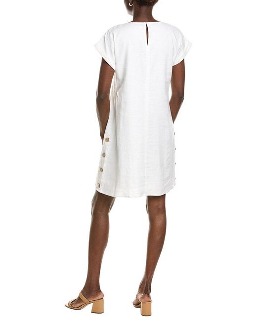 Jones New York White Linen-Blend Swing Dress