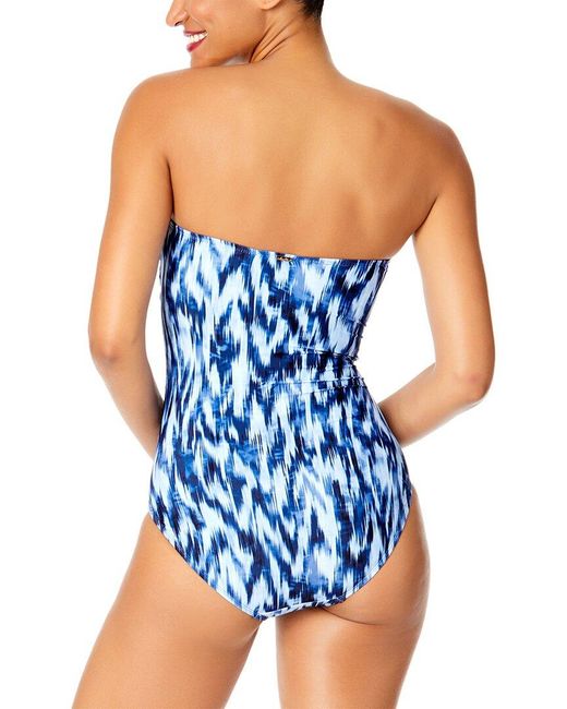 Anne Cole Blue Twist Front Shirred One-Piece