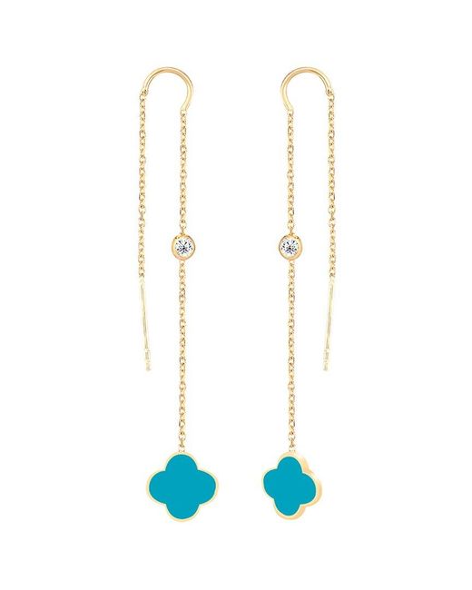 Gabi Rielle Blue 14k Over Silver Threader Earrings