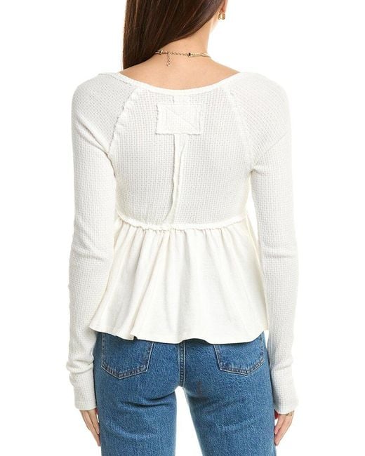 Free People White Found Your Babydoll Top