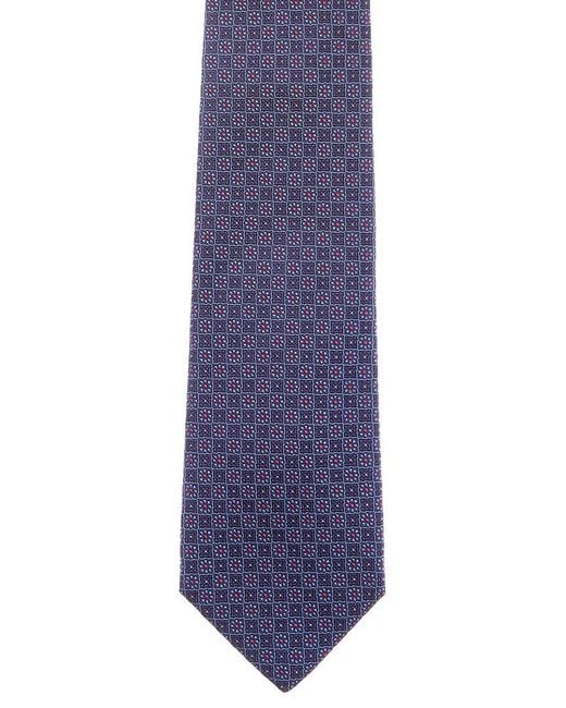 Etro Purple Floral Squares Silk Tie for men