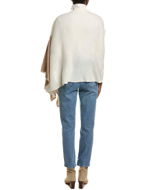 La Fiorentina White Two Tone Wool & Cashmere-Blend Wrap