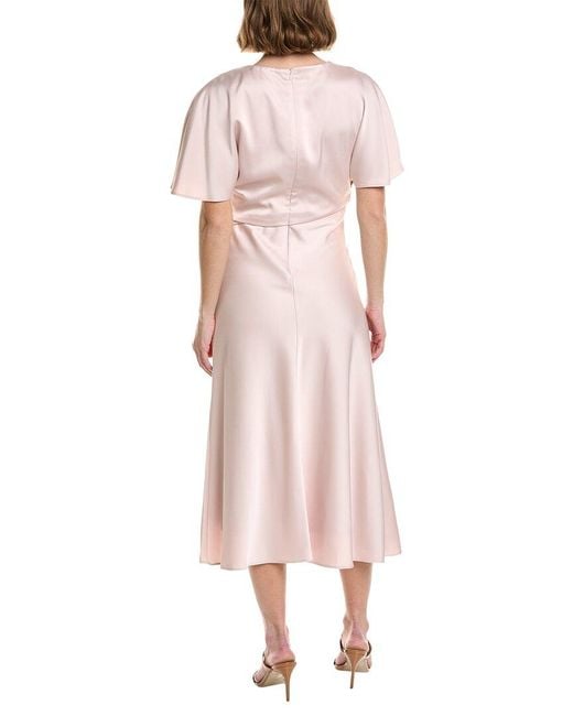 Taylor Pink Pleated Midi Dress