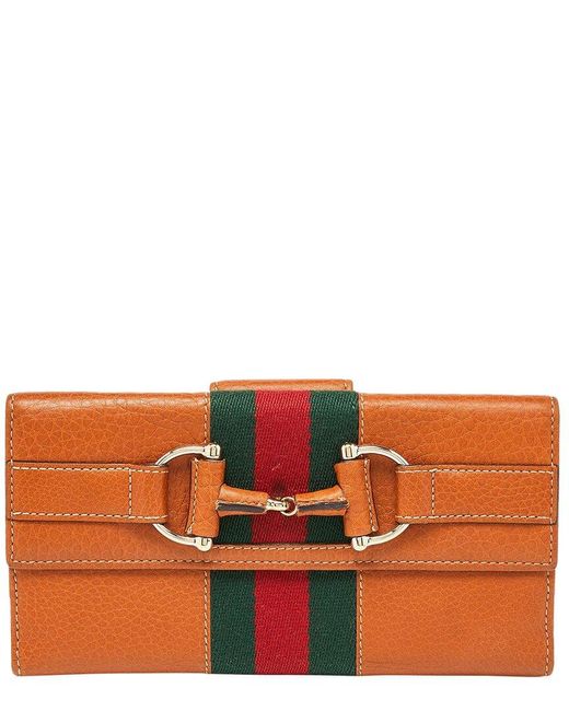 Gucci Orange Leather Flap Continental Wallet (Authentic Pre-Owned)