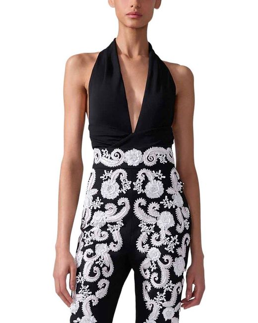 Carolina Herrera Black Halter Neck Gathered Top