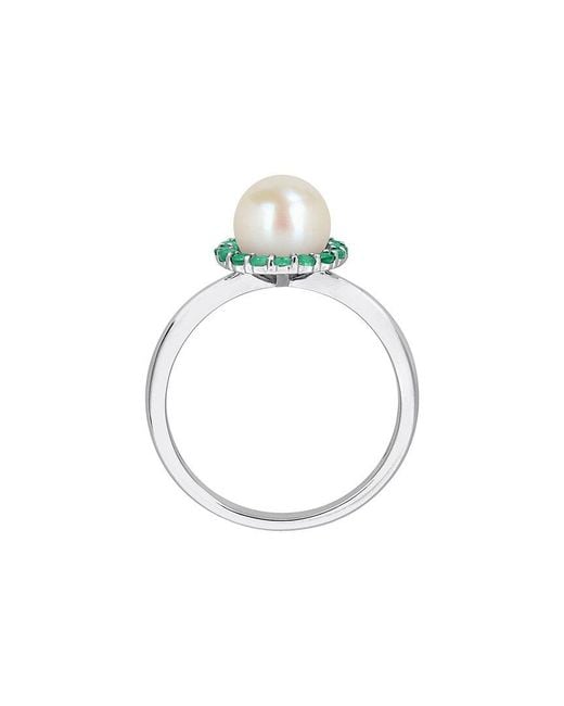 Rina Limor Blue 0.32 Ct. Tw. Lab-Grown Emerald & 7.0-7.5Mm Pearl Halo Ring