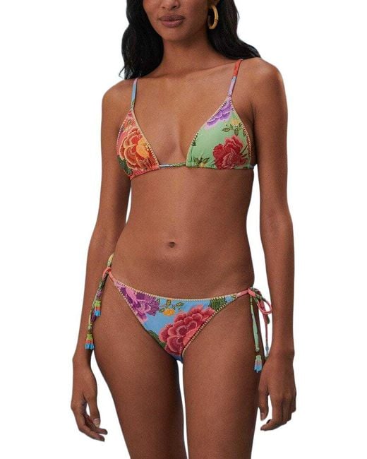 Farm Rio Red Flower Scarves Tie Side Full Cut Bikini Bottom
