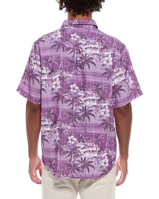 Tommy Bahama Purple Sport Coconut Palmetta Islandzone Camp Shirt for men