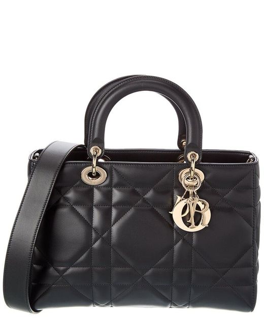 Dior Black Lady D-Sire Medium Leather Tote