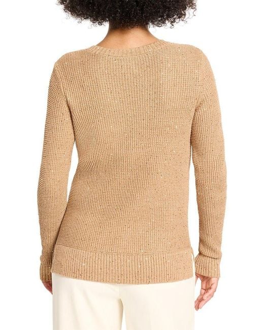 NIC+ZOE Natural Shimmer Waffle V-Neck Sweater