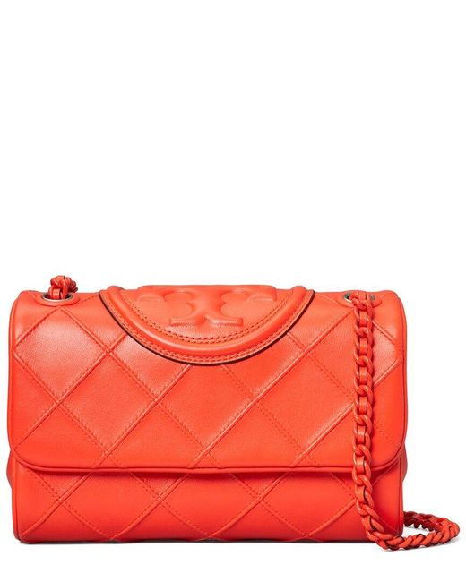 Tory Burch Red Fleming Soft Small Convertible Leather Shoulder Bag