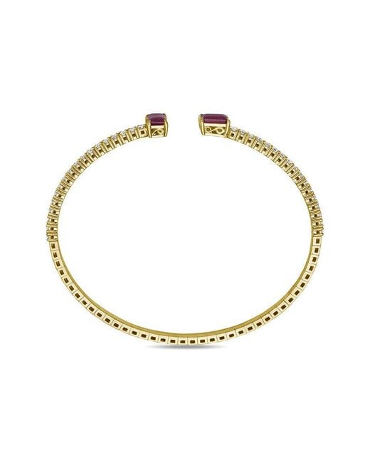 Forever Creations USA Inc. Metallic Forever Creations 14k 2.85 Ct. Tw. Diamond & Ruby Flexible Bangle Bracelet