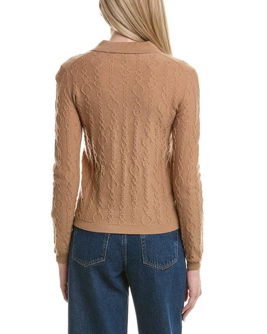 Bruno Magli Blue Modern Cable Wool & Cashmere-Blend Polo Sweater