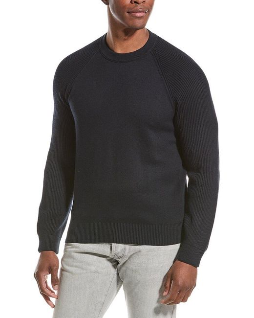 Vince Black Mixed Rib Crewneck Sweater for men