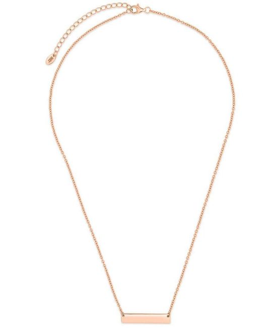 Sterling Forever White 14k Rose Gold Vermeil Mini Bar Necklace
