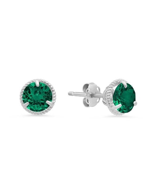 MaxColor Green 14K 1.20 Ct. Tw. Lab-Grown Emerald Halo Studs
