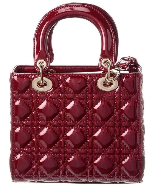 Tiffany & Fred Paris Red Mini Quilted Patent Satchel