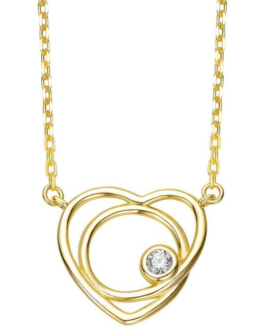 Genevive Jewelry Metallic Rachel Glauber 14K Plated Cz Heart Shaped Necklace