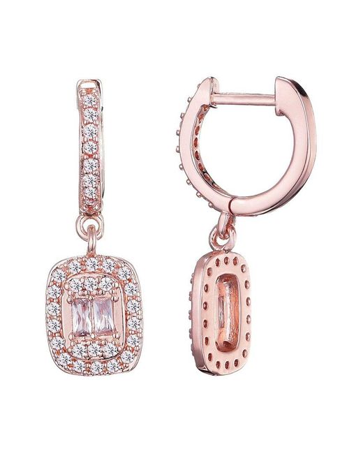 Adornia Pink 14K Rose Plated Asher Cut Halo Huggie Earrings
