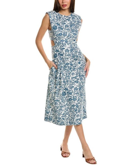 Joie Blue Ember Linen Midi Dress