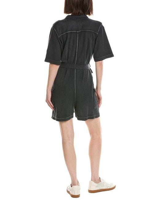 ATM Black Pique Mixed Media Romper