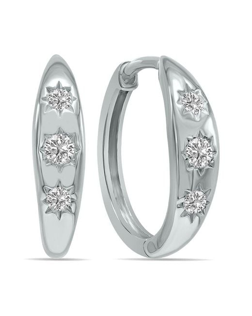 Lab Grown Diamonds Gray 14k 0.20 Ct. Tw. Lab-grown Diamond Huggie Hoops