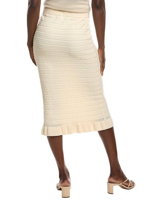 Laundry by Shelli Segal Natural Ruffled Sweater Midi Skirt