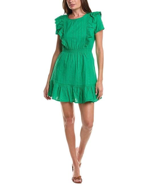 Cece Green Ruffle Front Mini Dress
