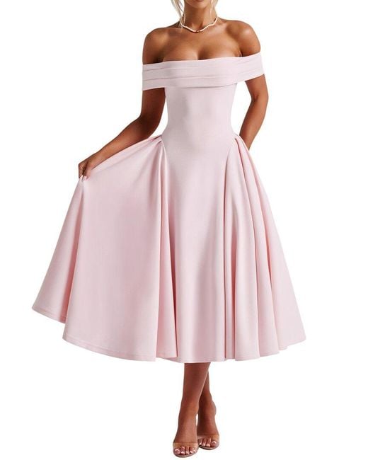 Linda Charm Pink Midi Dress