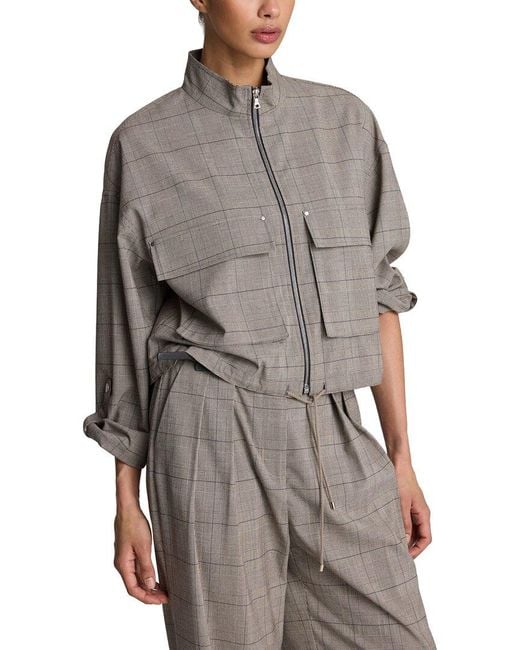 Kenneth Cole Gray Draw Cord Flap Pocket Jacket
