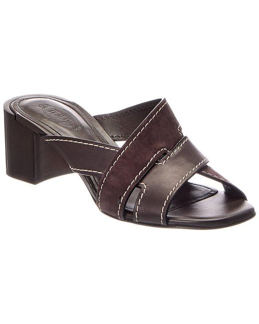 Tod's Brown Leather & Suede Sandal