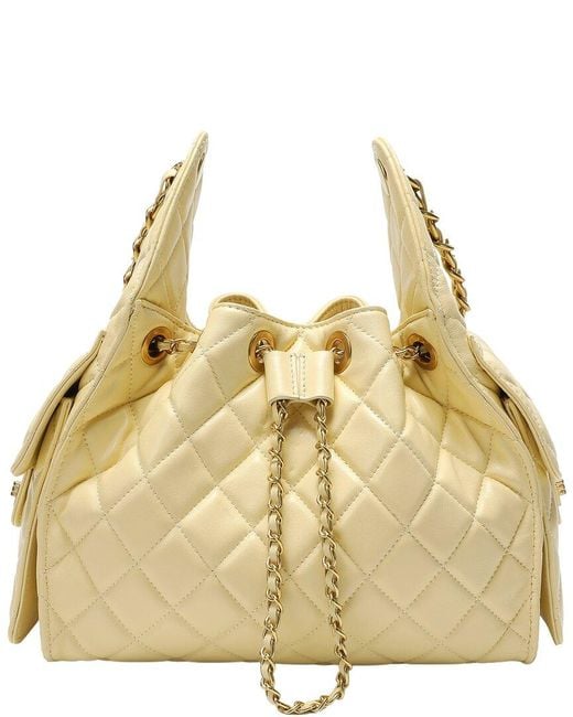 Tiffany & Fred Paris Metallic Quilted Leather Shoulder Bag