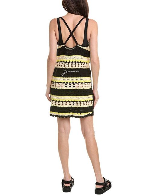 Ganni Yellow Crochet Cover-up Slip Dress