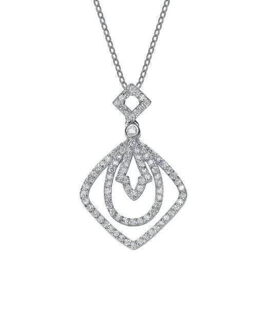 Genevive Jewelry White Silver Cz Pendant