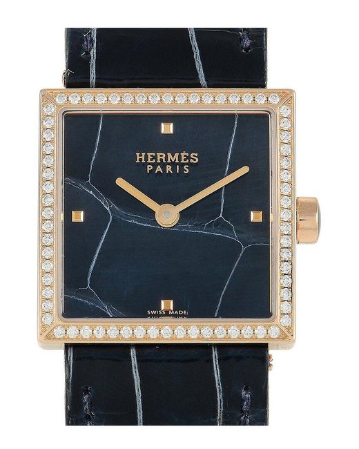 Hermès Blue Hermes Cuir Watch (Authentic Pre-Owned)