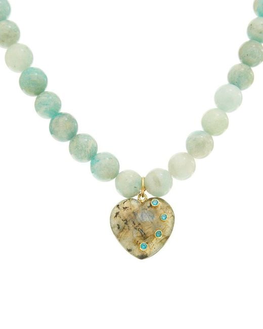 Rachel Reinhardt Jewelry Metallic Vermeil Amazonite & Labradorite Pendant Necklace