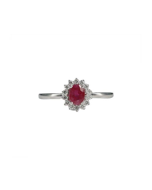 Diana M Multicolor Fine Jewelry 14k 0.59 Ct. Tw. Diamond & Ruby Half-eternity Ring