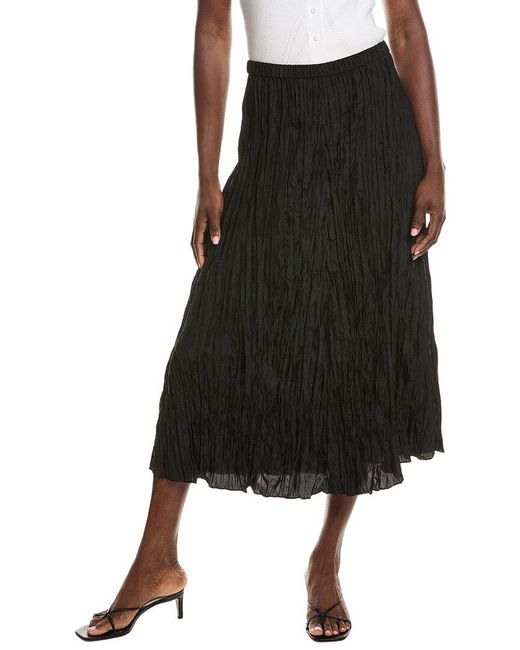 Eileen Fisher Black Flared Silk Midi Skirt