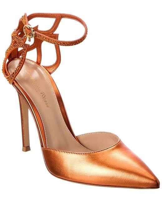 Gianvito Rossi Pink Crystal Fleur 105 Leather Pump
