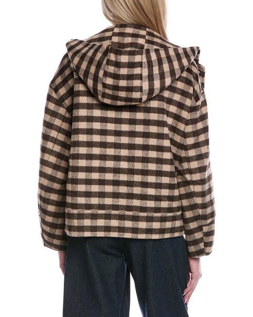 Color Block Brown Wool-Blend Jacket