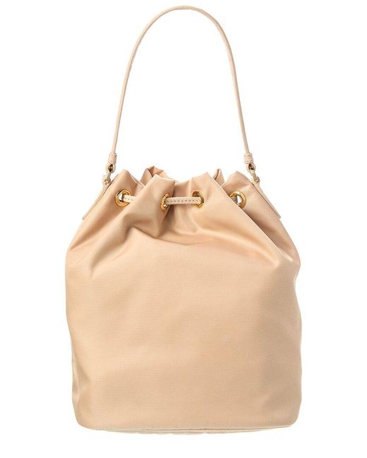 Prada Natural Duet Tessuto & Ostrich Bucket Bag
