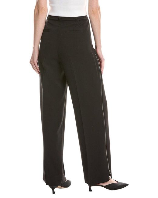 Kenneth Cole Black High Rise Zipper Pintuck Wide Leg Pant