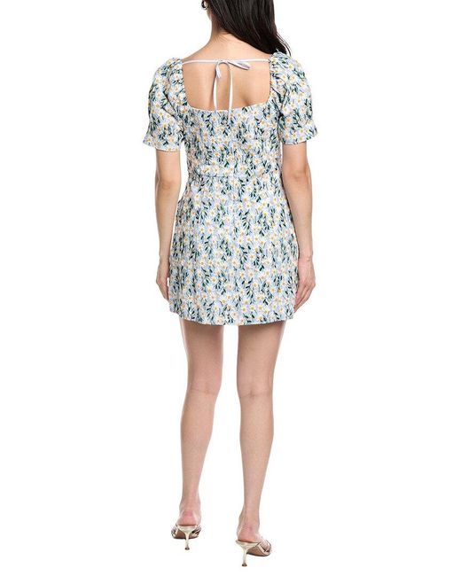 LOST AND WANDER Blue Breath Of Youth Linen-Blend Mini Dress