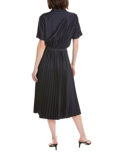 Tahari Blue Pleated Midi Dress
