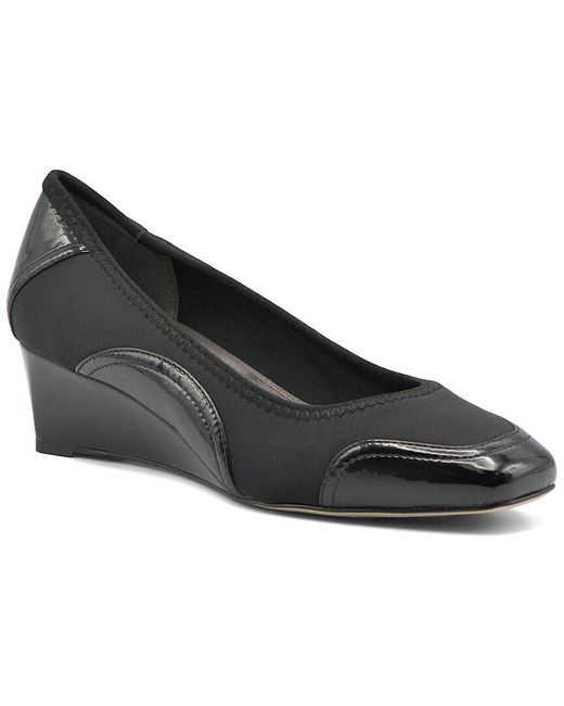 Adrienne Vittadini Women's Black Peni Patent Pump