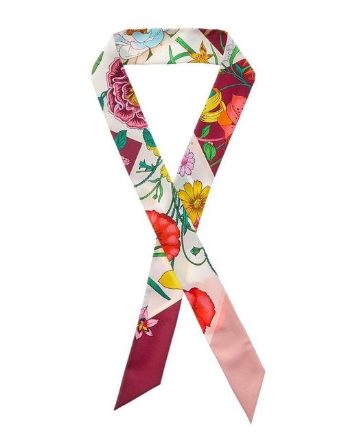 Gucci Red Printed Silk Neck Bow